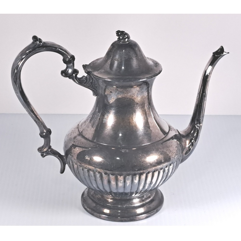 Wm‎ A Rogers Silver Plated Coffee Pot Victorian Gadroon Footed Tea Server 9.5in